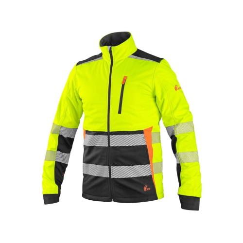 Bunda CXS BENSON, výstražná, softshell, pánská, žluto-černá, vel. 3XL