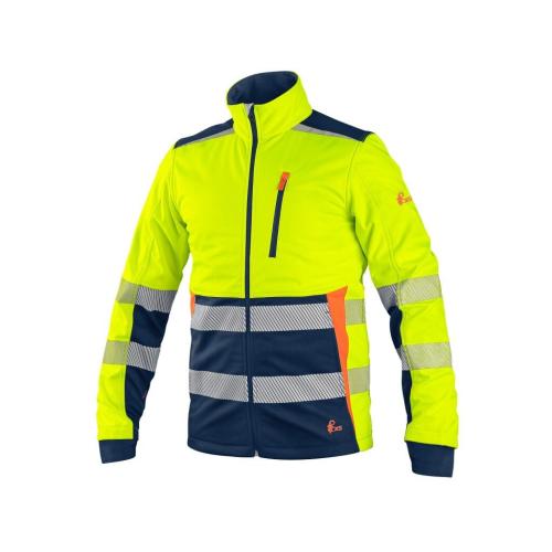 Bunda CXS BENSON, výstražná, softshell, pánská, žluto-modrá, vel. 3XL